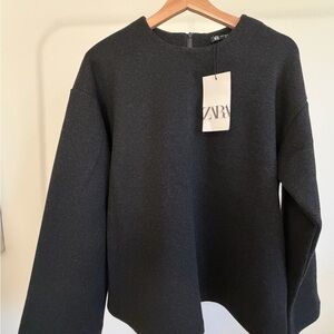 Zara Charcoal Women's Crew Neck Sweater NEW